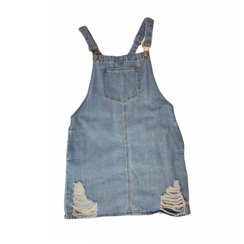 I&M distressed denim overall dress